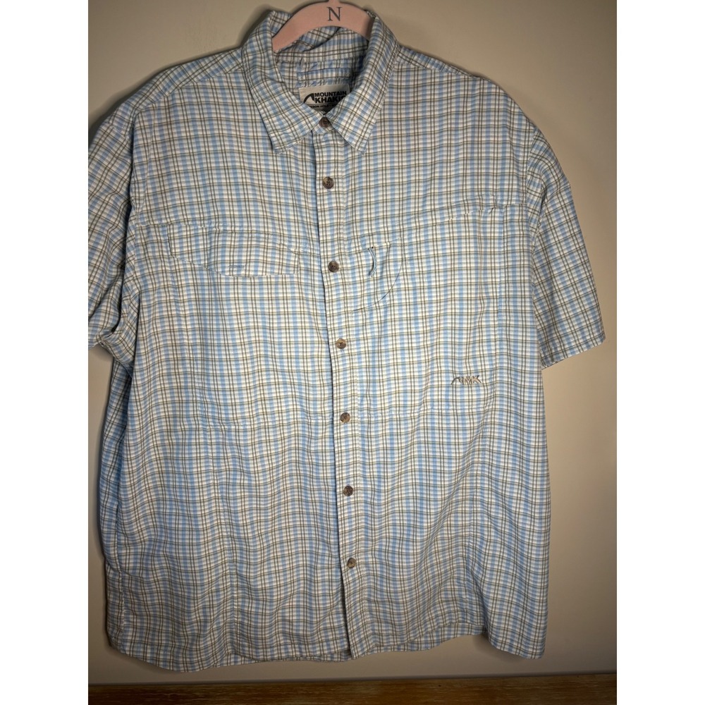 Mountain Khakis Mens XL Plaid Button Up Short Sleeve Shirt Outdoor
